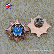 Emblema macio personalizado em forma de estrela emblema de cobre de metal